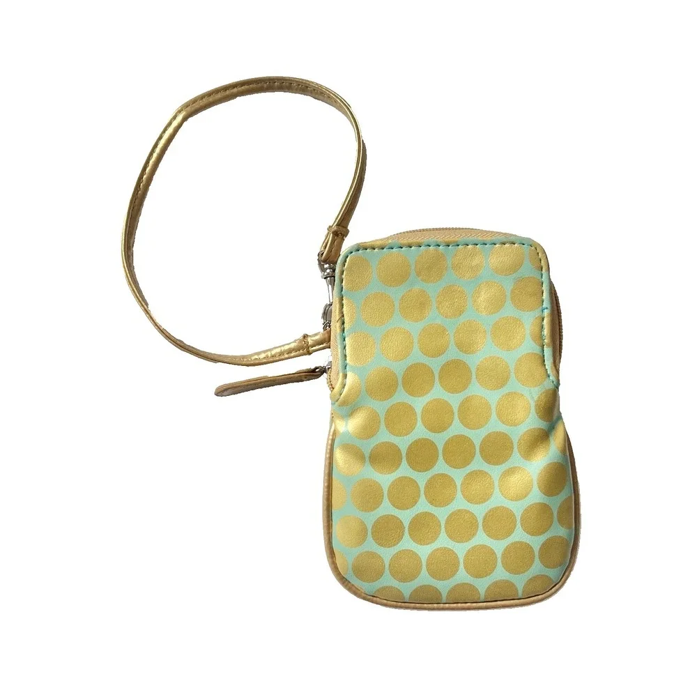 Wristlet Tote Wallet‎ Gold Green Small 4 x 6 Women Clothing Cell Phone Accessory
